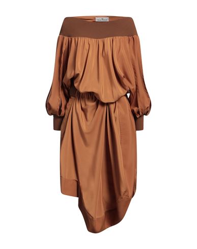 Woman Midi dress Brown Size 2 Polyester