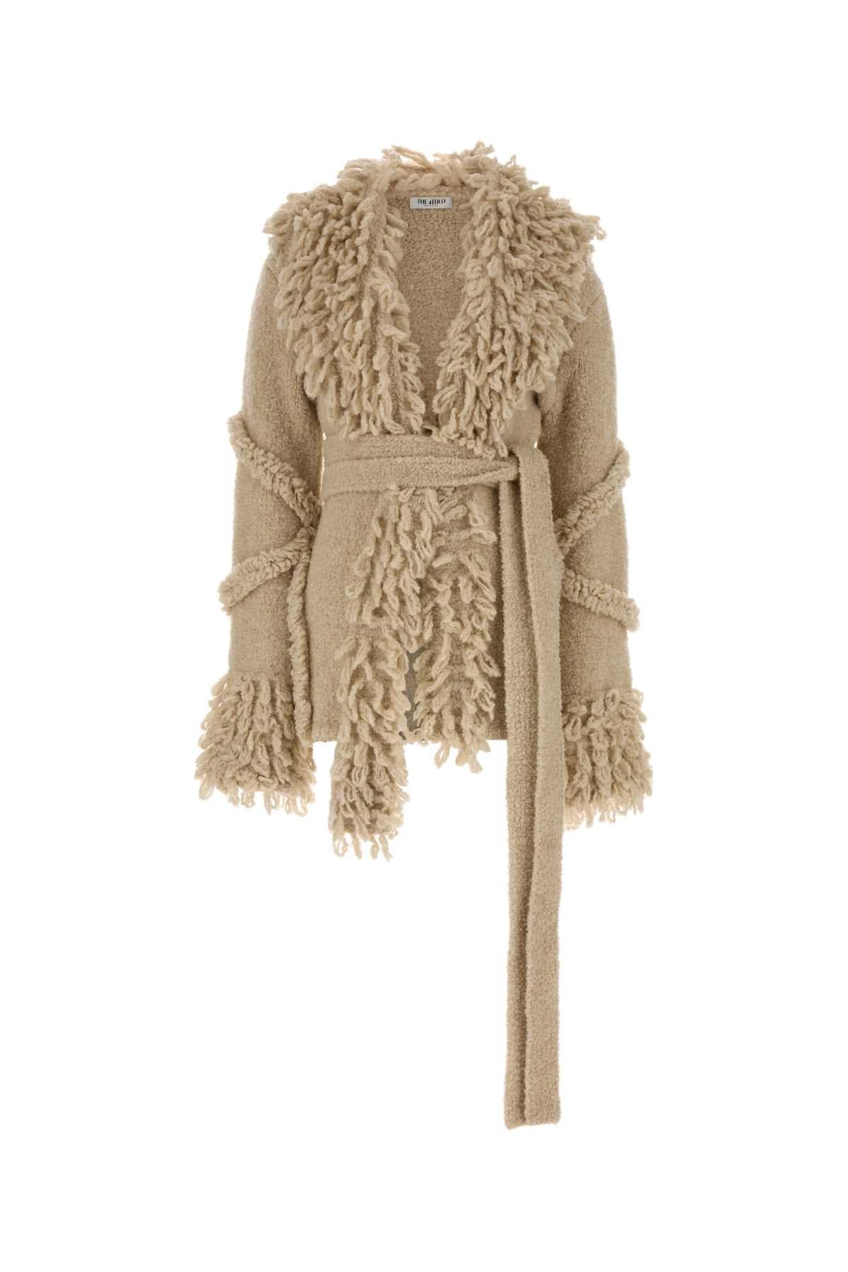 Fringe-Trimmed Wool Blend Jacket — Beige