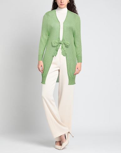 Pink Memories Woman Cardigan Green Size 10 Viscose, Polyamide, Metallic fiber, Cotton