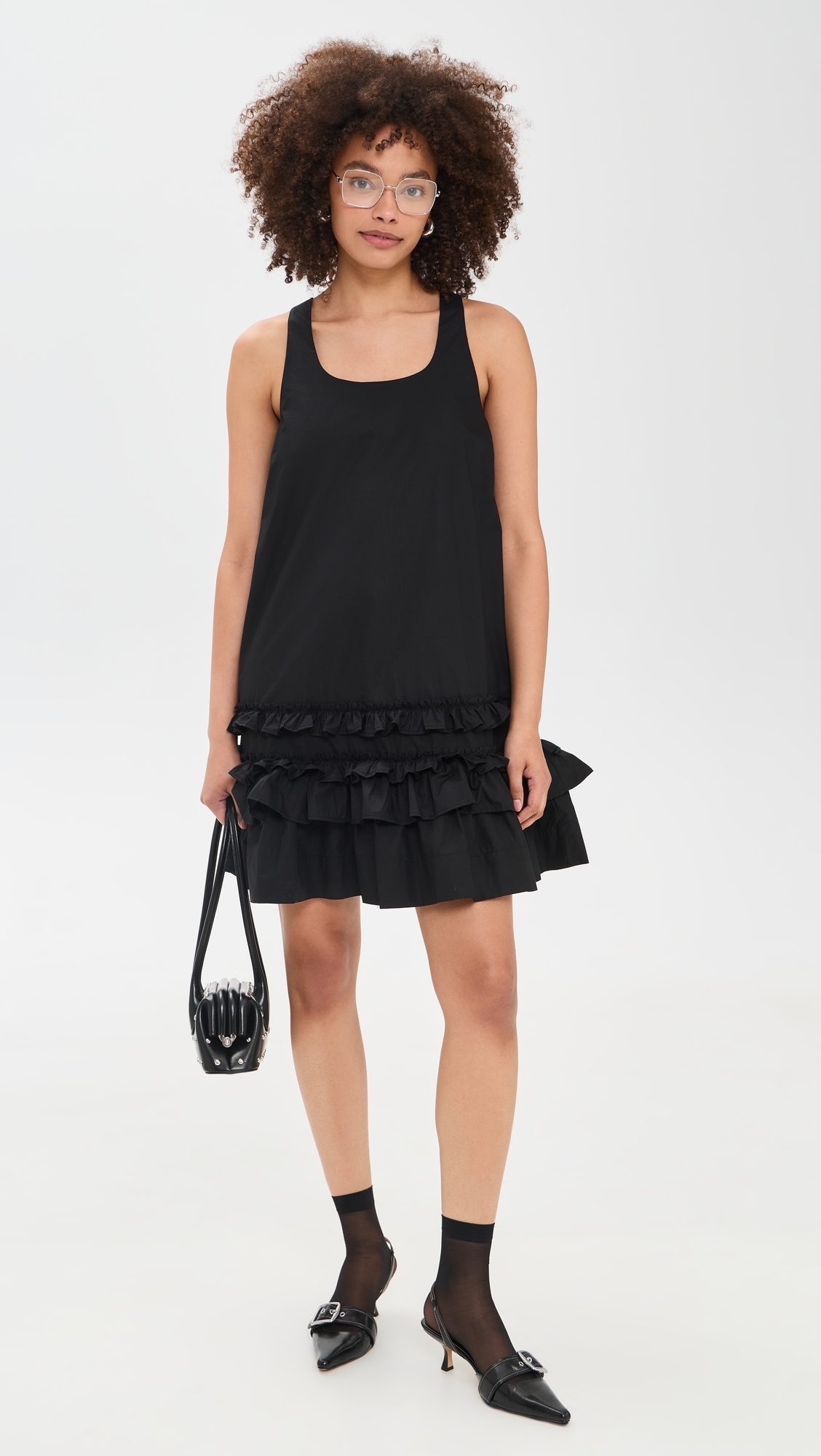U Neck Mini Dress Black