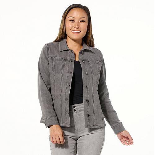 Starlight Stretch Denim Seamed Jacket - Blue