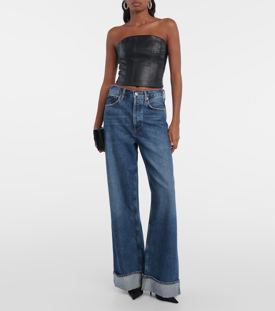 Faux leather bustier top