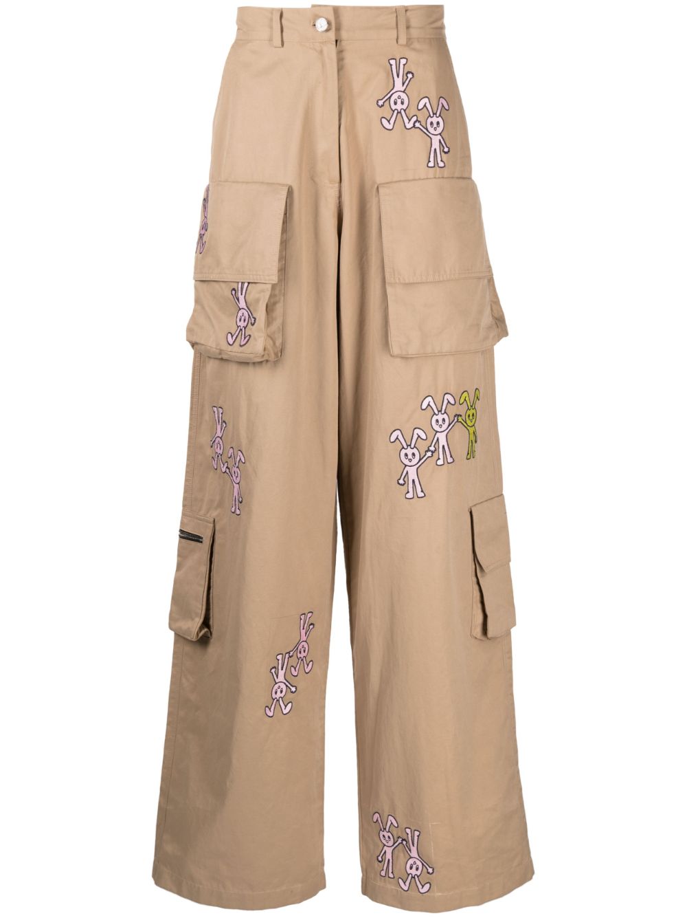 Logo-print cotton cargo pants - Brown