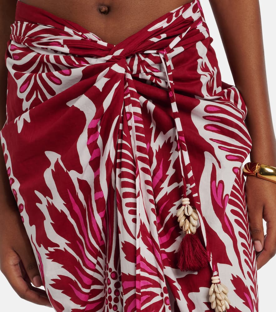 Uma floral gathered cotton midi skirt