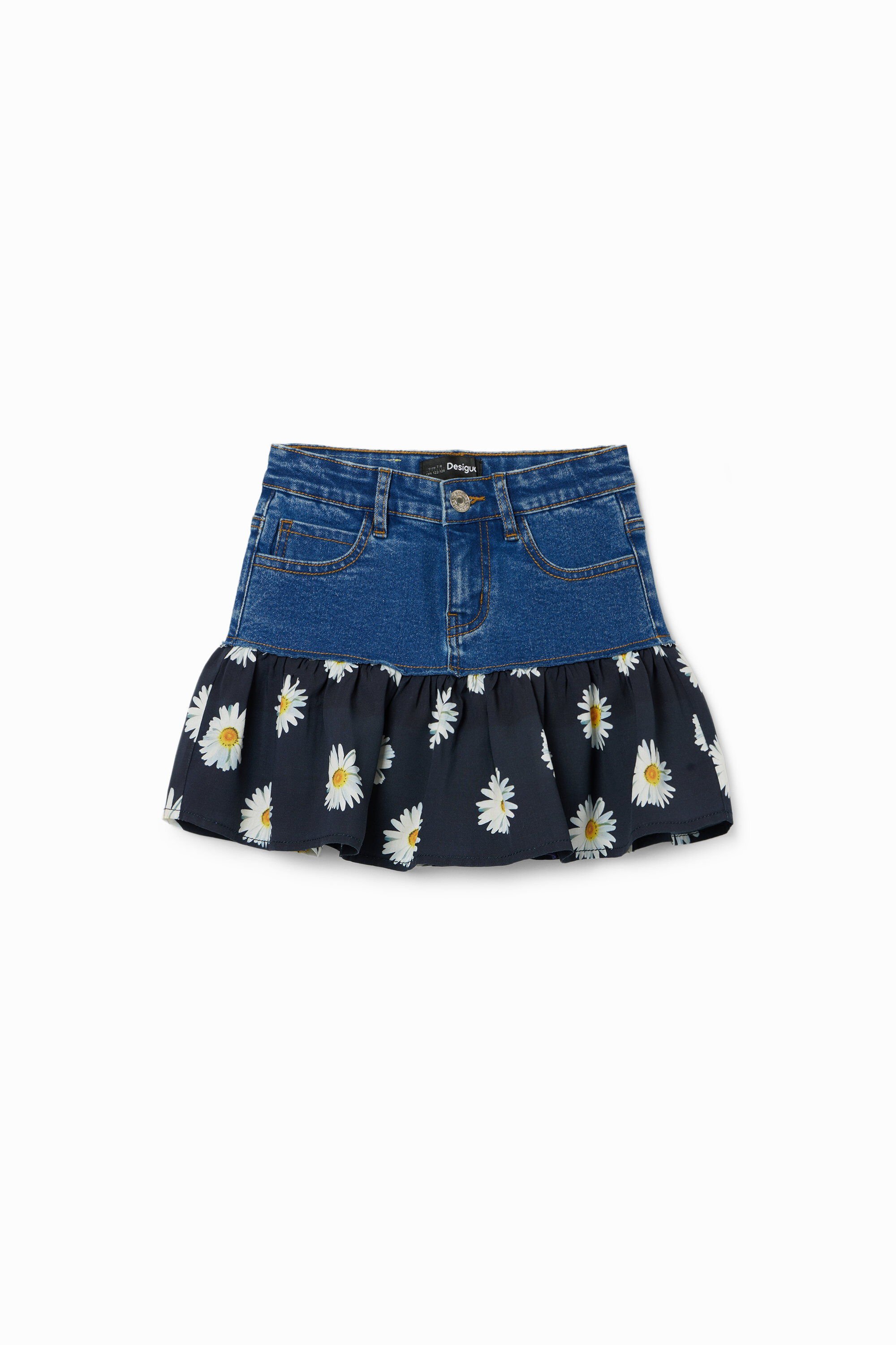 Daisy ruffle denim mini skirt