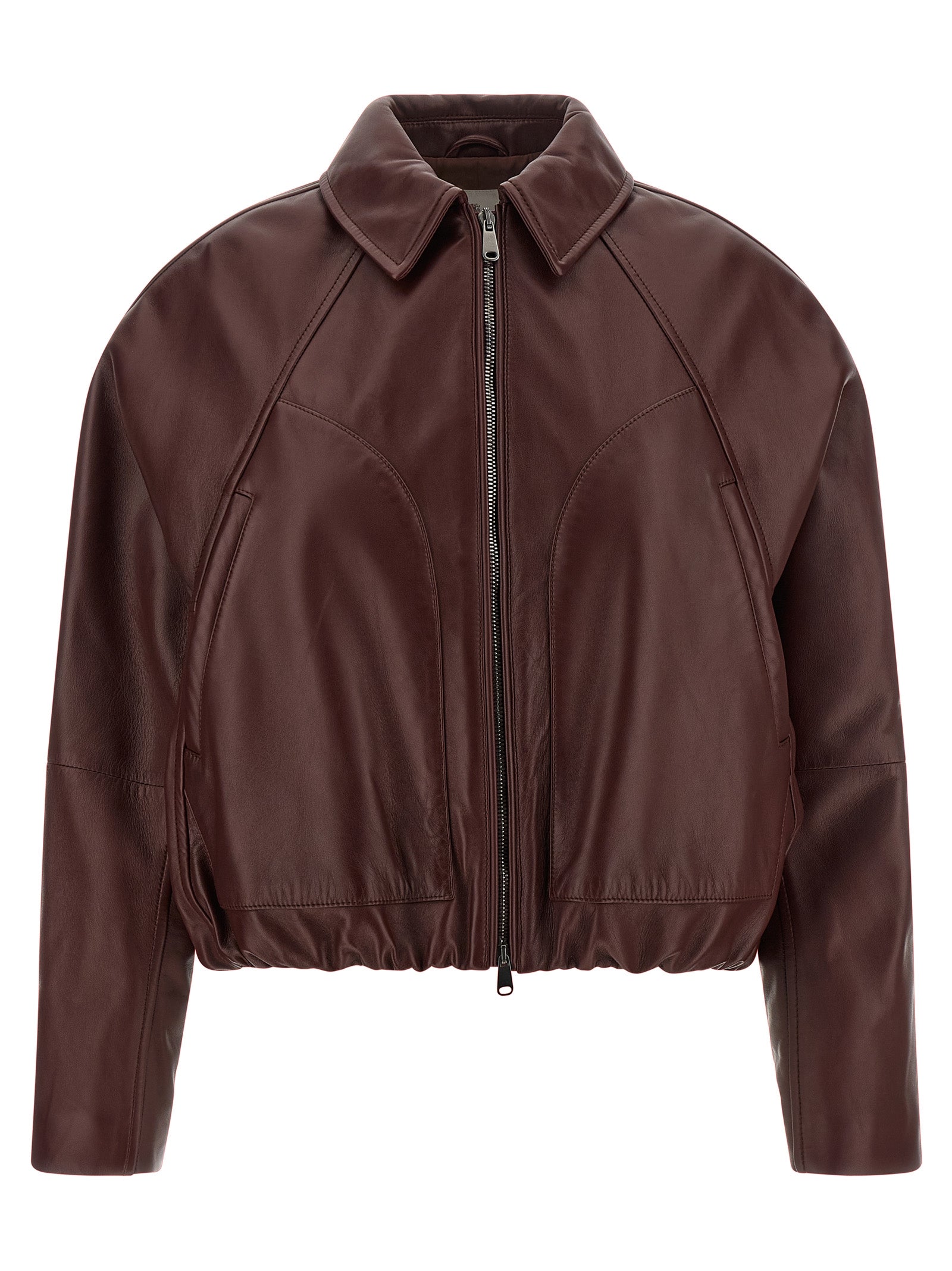 Calfskin Leather Jacket — Bordeaux