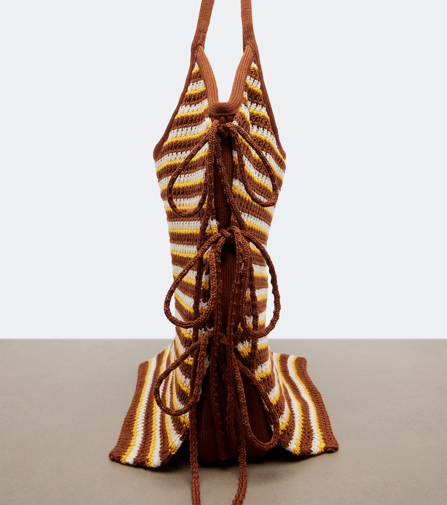 Ivy crochet striped tote bag