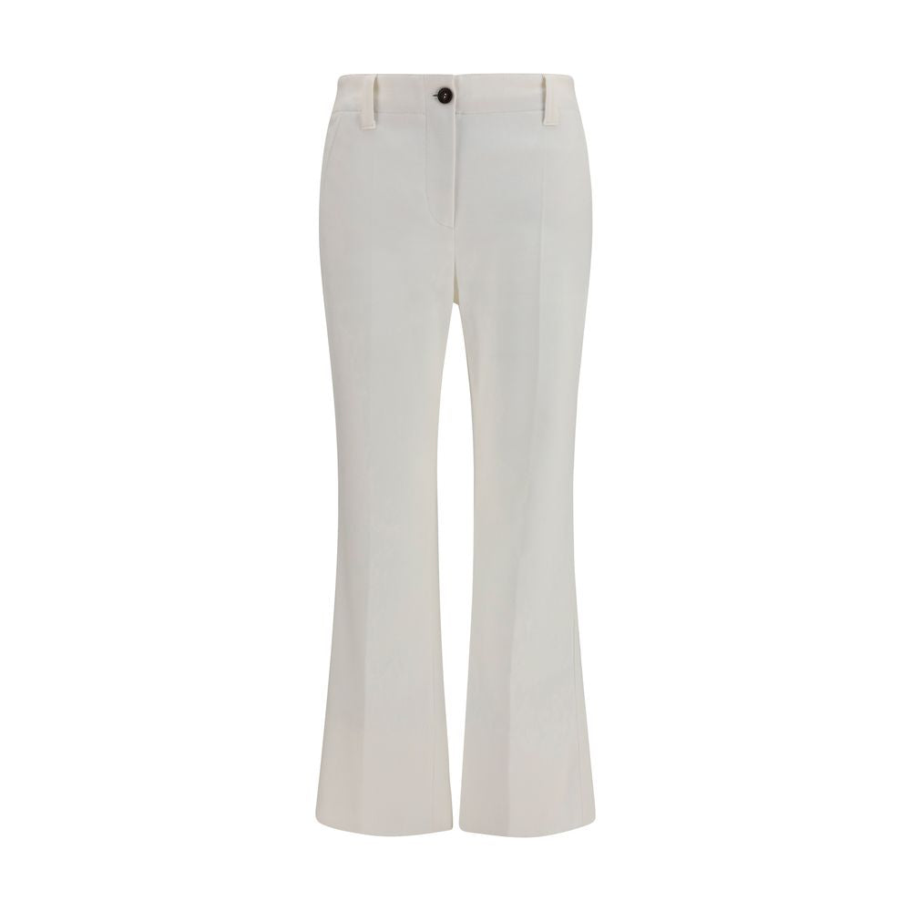 Cotton Flared Trousers — White