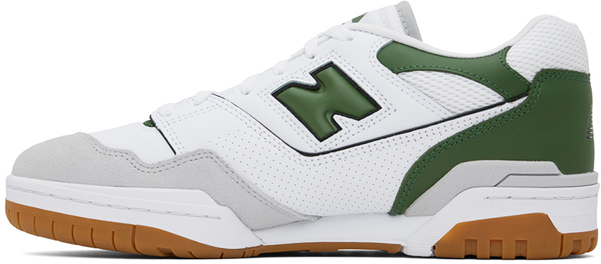New Balance White & Green 550 Sneakers