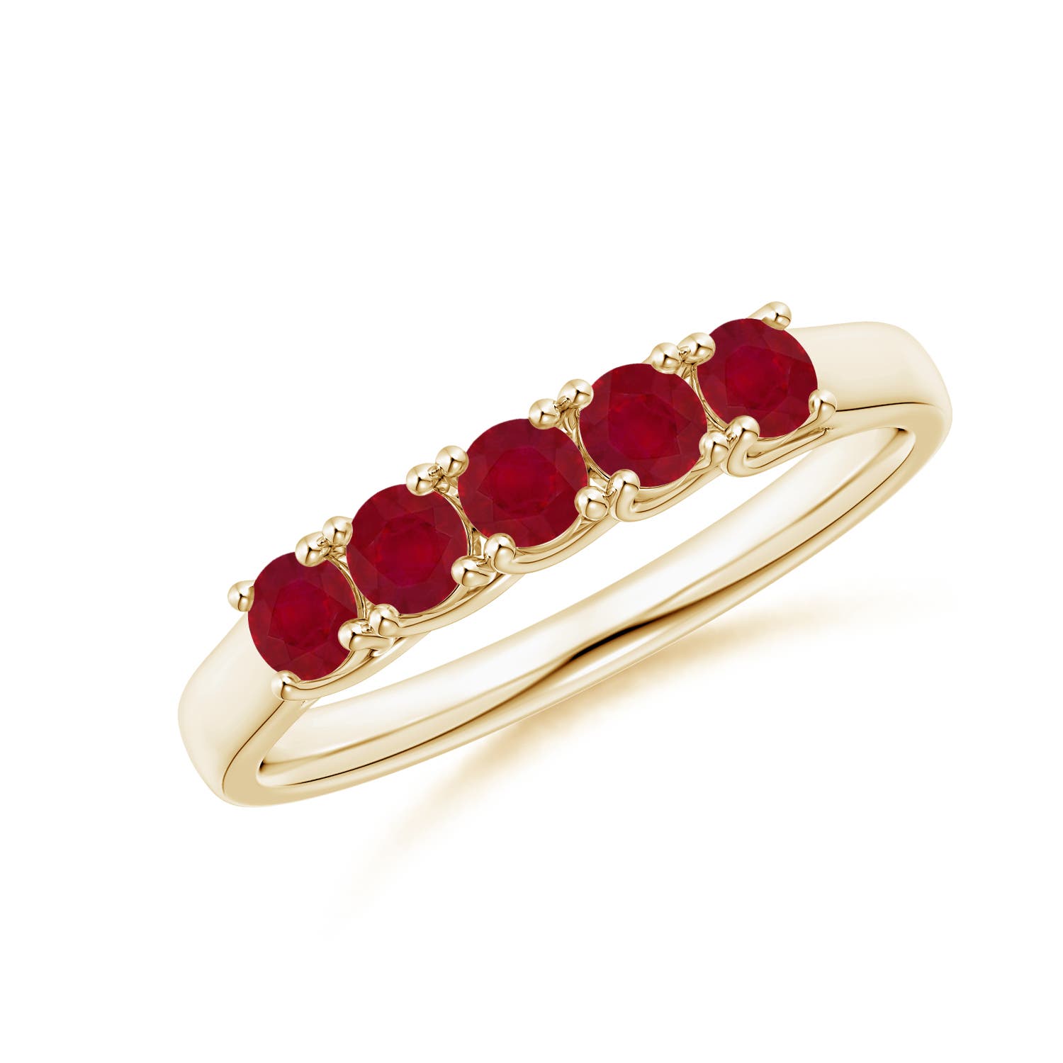 Angara 0.55 Carat Half Eternity Five Stone Ruby Wedding Band in 14K Yellow Gold