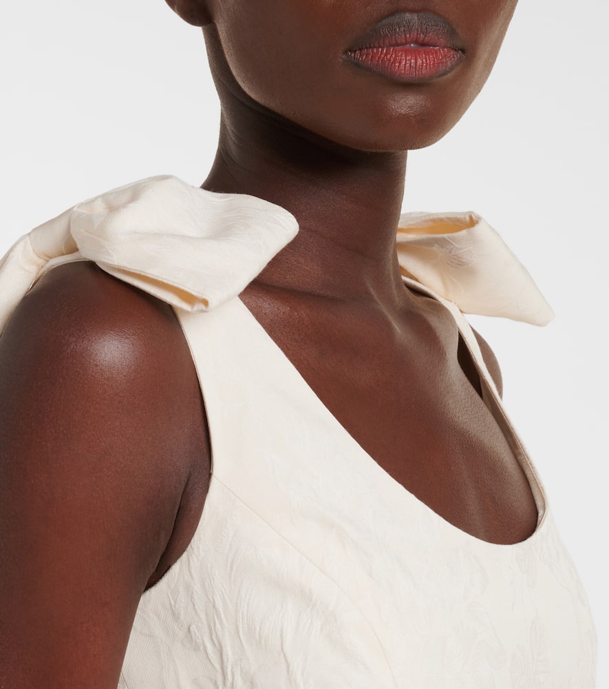 Gita bow-detail brocade minidress