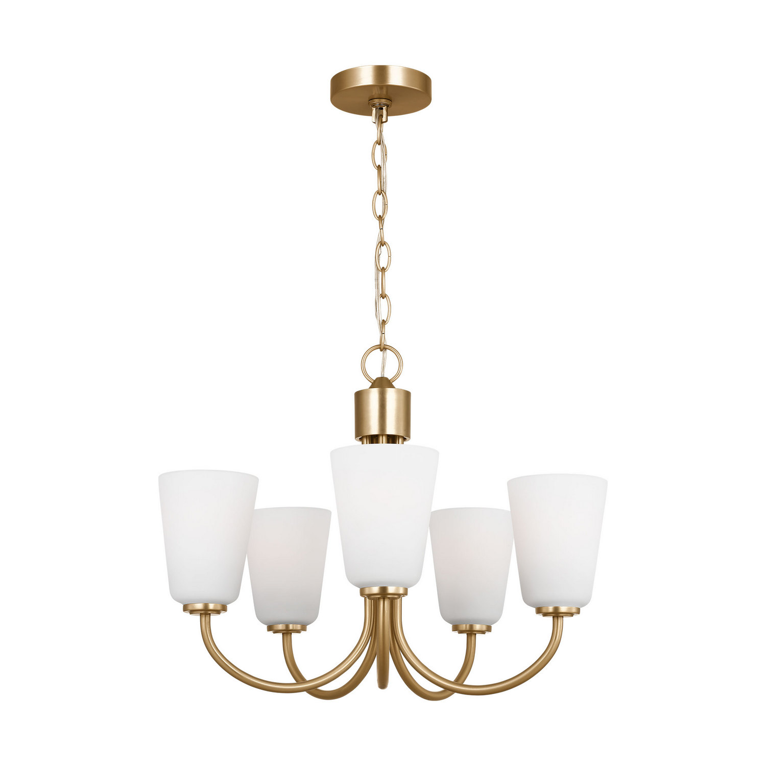 Satin Brass Chandelier from the Miles Collection