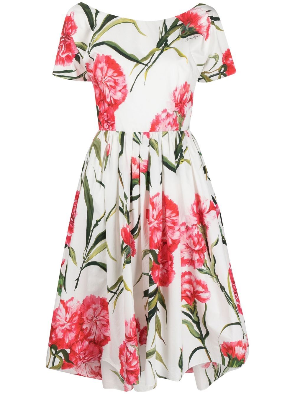 Floral-print cotton dress - White