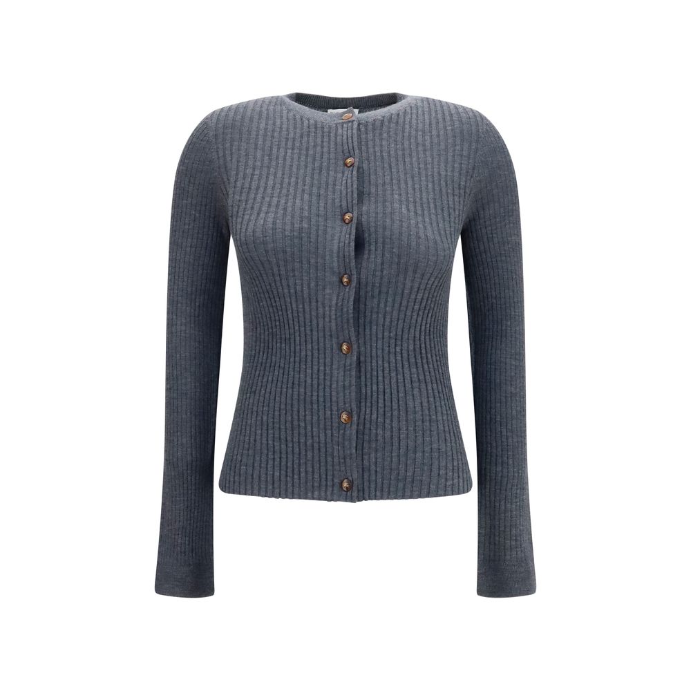 Ribbed Cashmere Cardigan — Gray