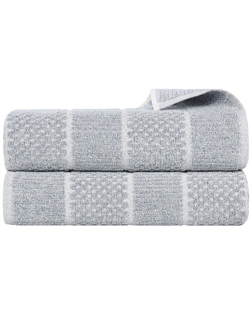 Superior Set of 2 Naples Medium Weight Checkered & Ribbed Bath Sheets
