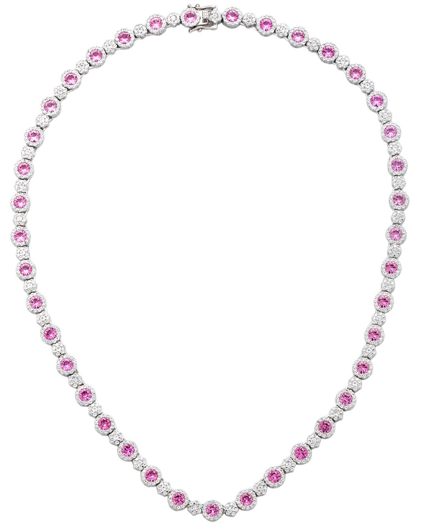 Silver 0.02 Ct. Tw. Diamond & Sapphire Statement Necklace