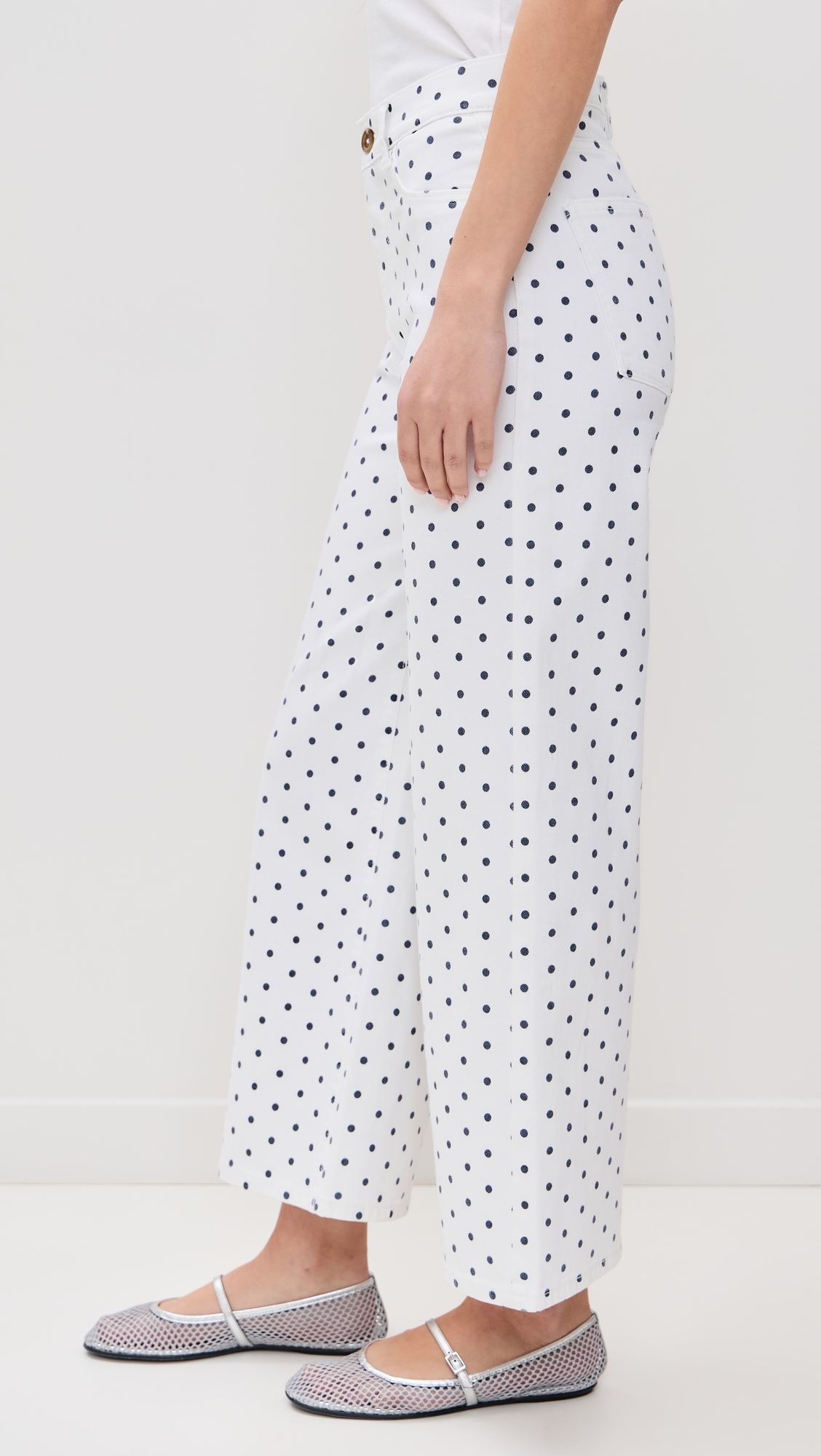 Hepburn Wide Leg High Rise Ankle Jeans Marine Dots