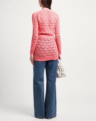 Pink Memories Woman Cardigan Salmon pink Size 10 Cotton, Acrylic, Metallic Polyester, Polyamide
