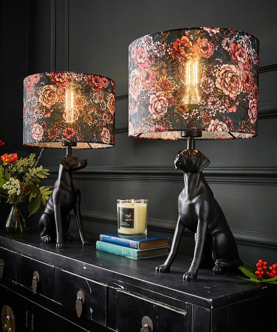 Highland Botanicals Set Dog Table Lamps - Black - by Joe Brown