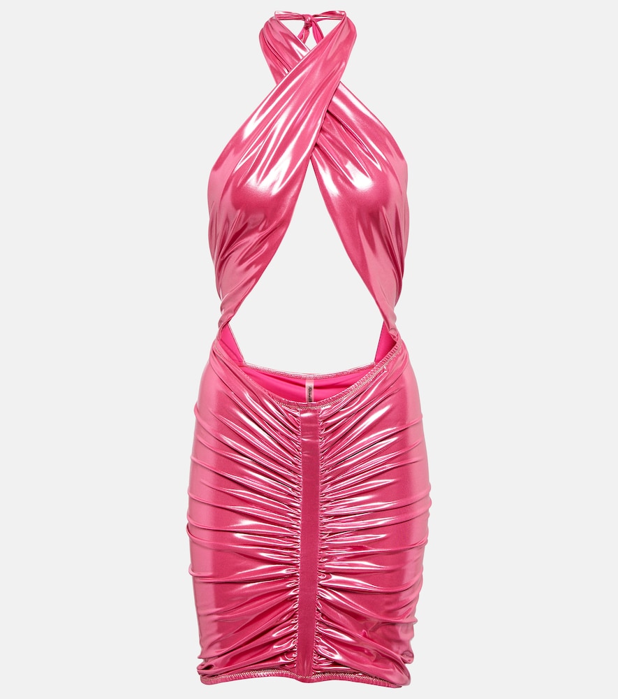 Reina Olga Stallion cutout lamé minidress