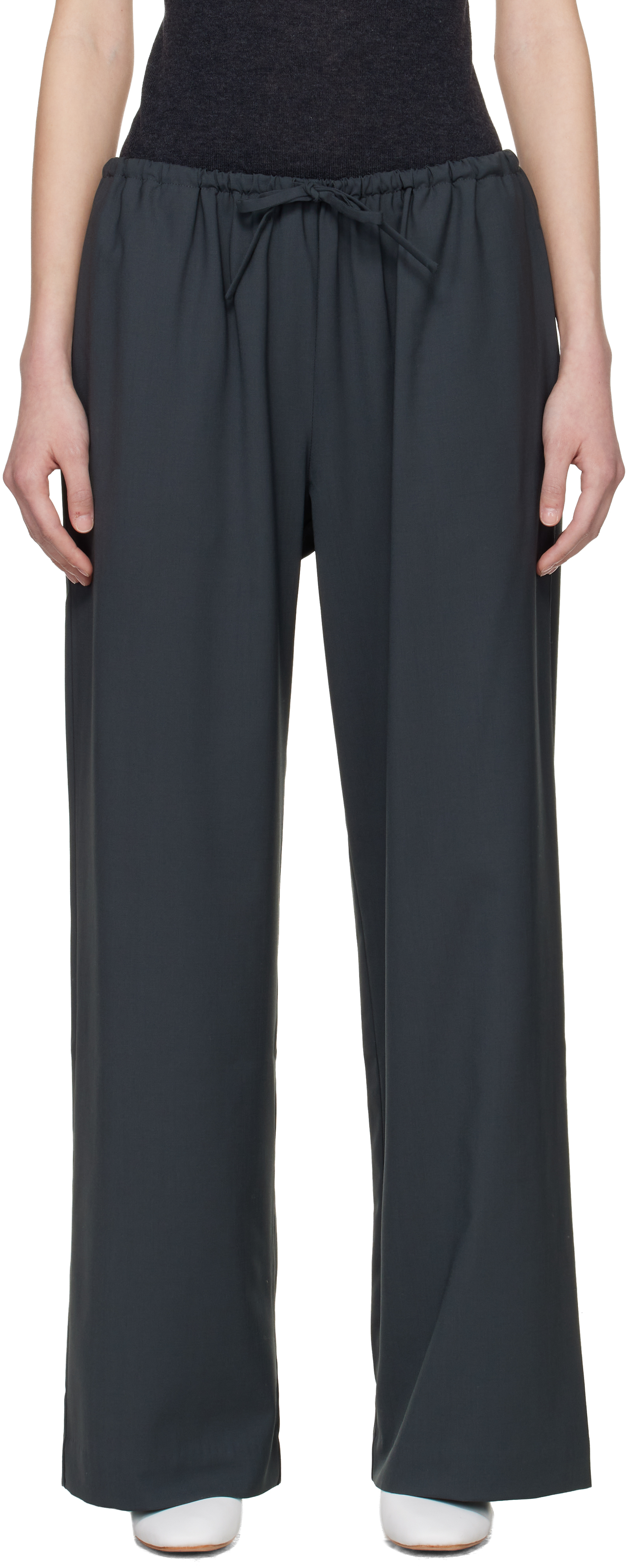 Gray Tailored Drawstring Trousers