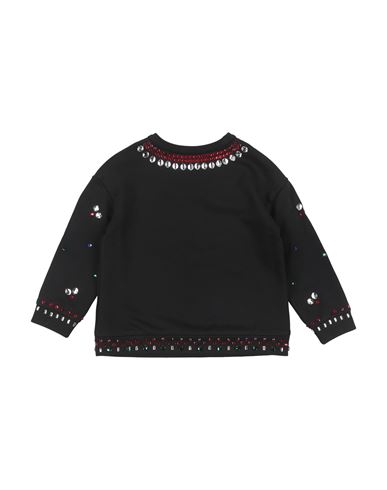 Kid Girl Sweatshirt Black Size 9 Cotton, Glass, Brass, Crystal