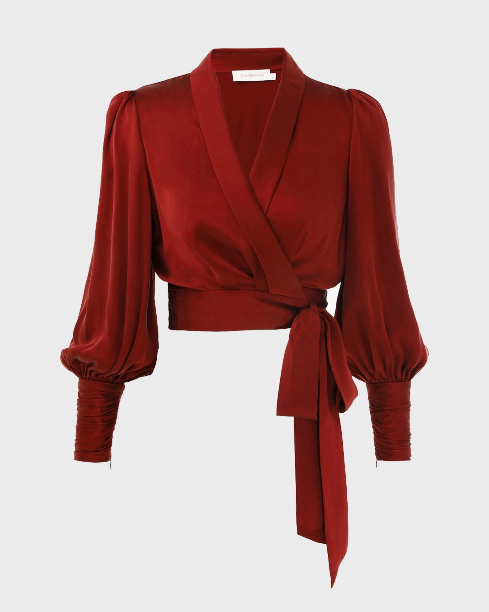 Zimmermann Silk Wrap Top Burgundy