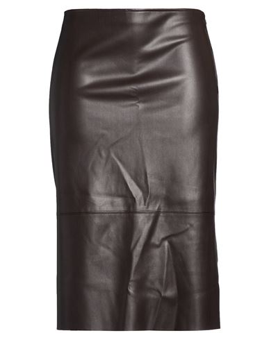 Woman Midi skirt Chocolate brown Size 12 Polyester, Polyurethane