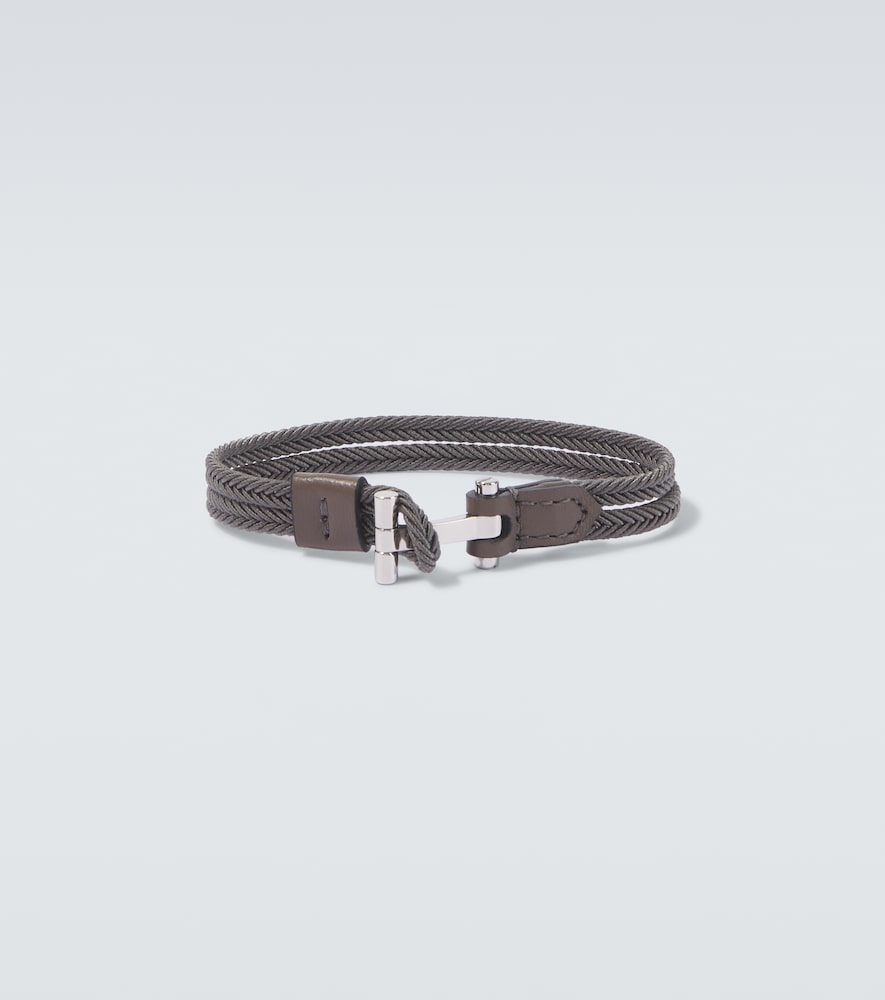 Braided leather-trimmed bracelet