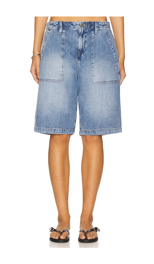 Good American Lite Linen Bermuda Short in Blue. -  6 also in 0, 00, 12, 14, 18, 2, 20, 22, 24