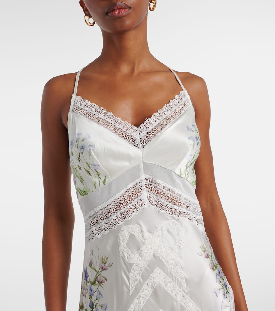 Floral silk satin slip dress