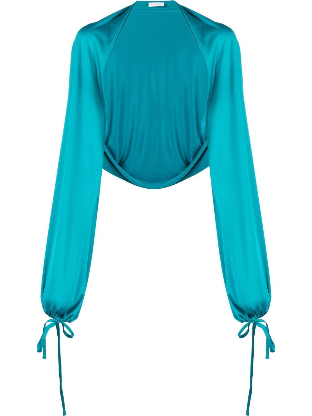 Drawstring-detailed long-sleeved shrug - Blue