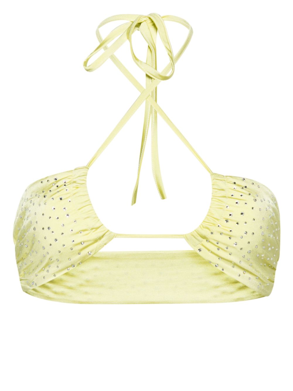 Crystal-embellished halterneck bikini top - Yellow