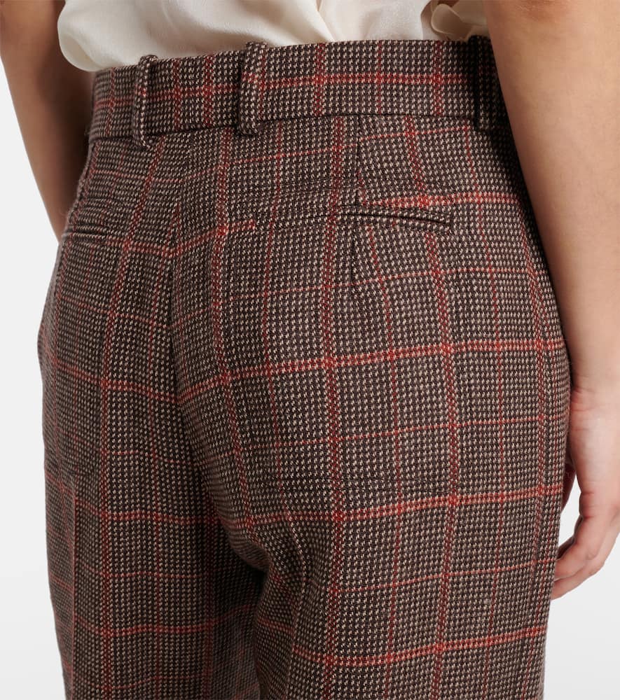 Chloé Checked high-rise wool flared pants