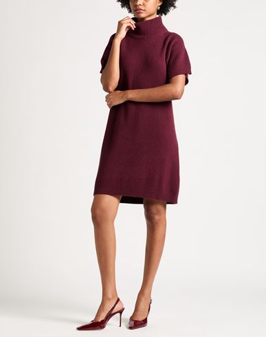 Woman Mini dress Burgundy Size L Virgin Wool, Cashmere, Silk