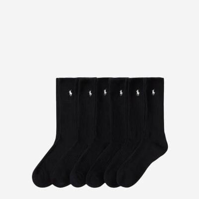 Men's Sport 6Pk Crew Socks (L) in Black