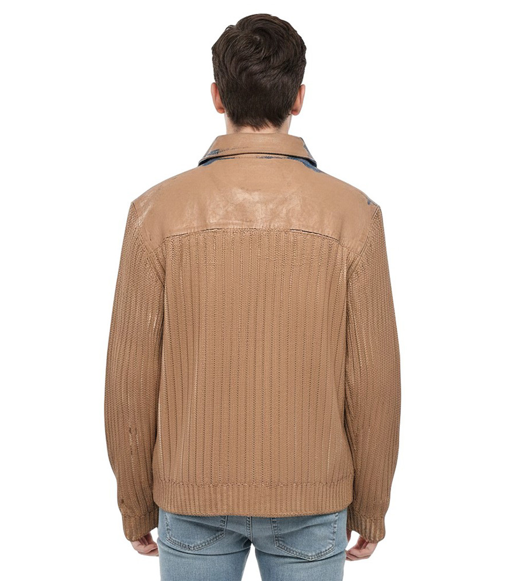 Beige Panelled Denim Jacket