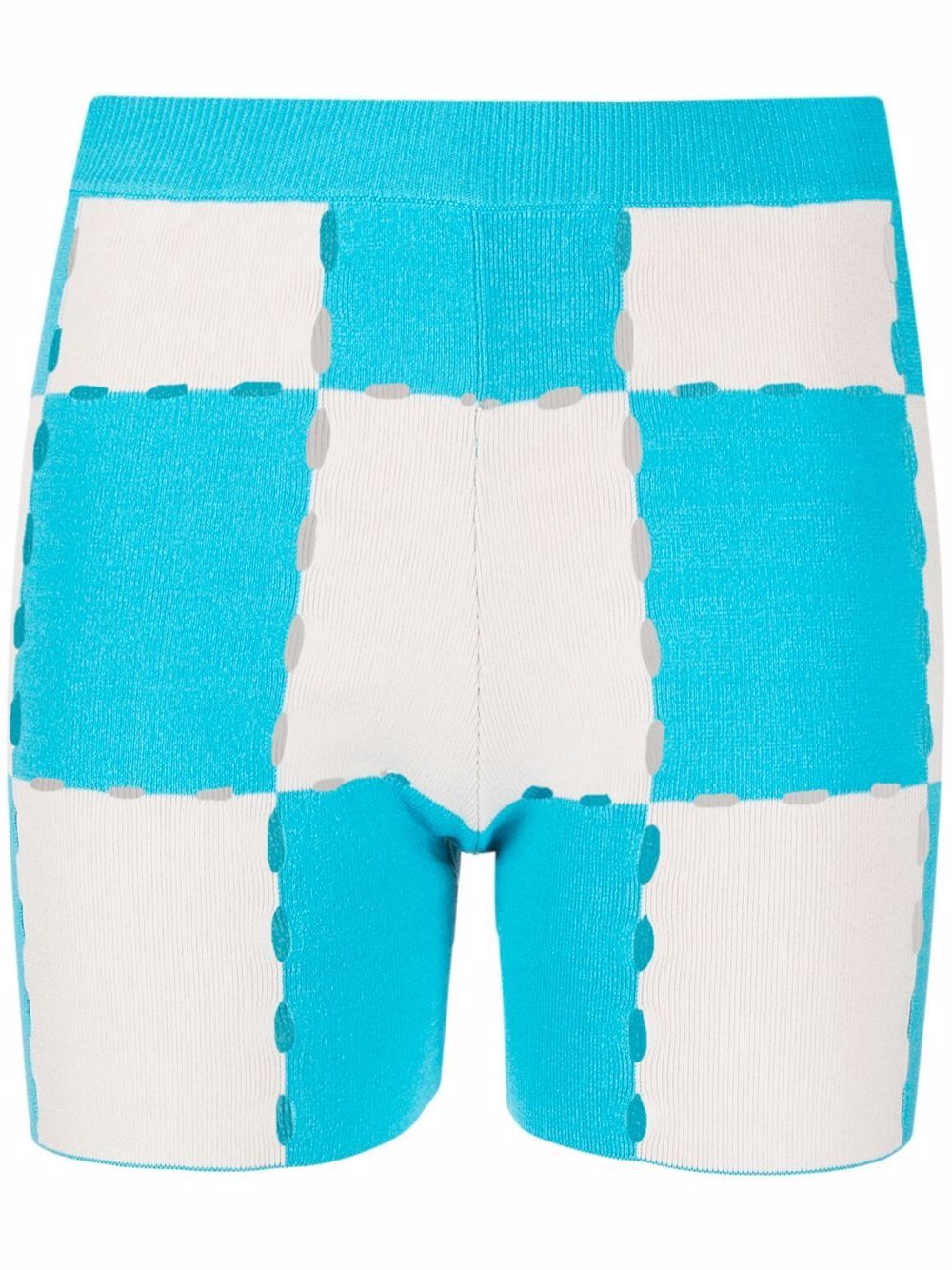Patchwork check shorts - Blue