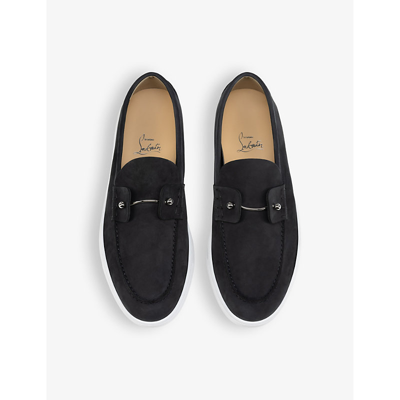 Mens Black Chambeliboat Leather Low-top Boat Shoes