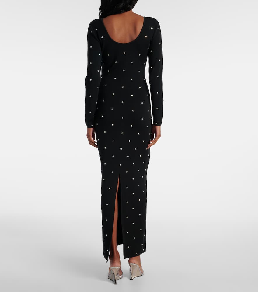 Crystal-embellished virgin wool midi dress
