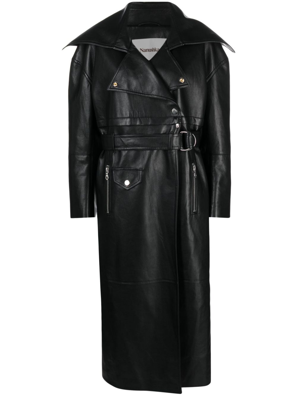 Marielle leather biker coat - Black