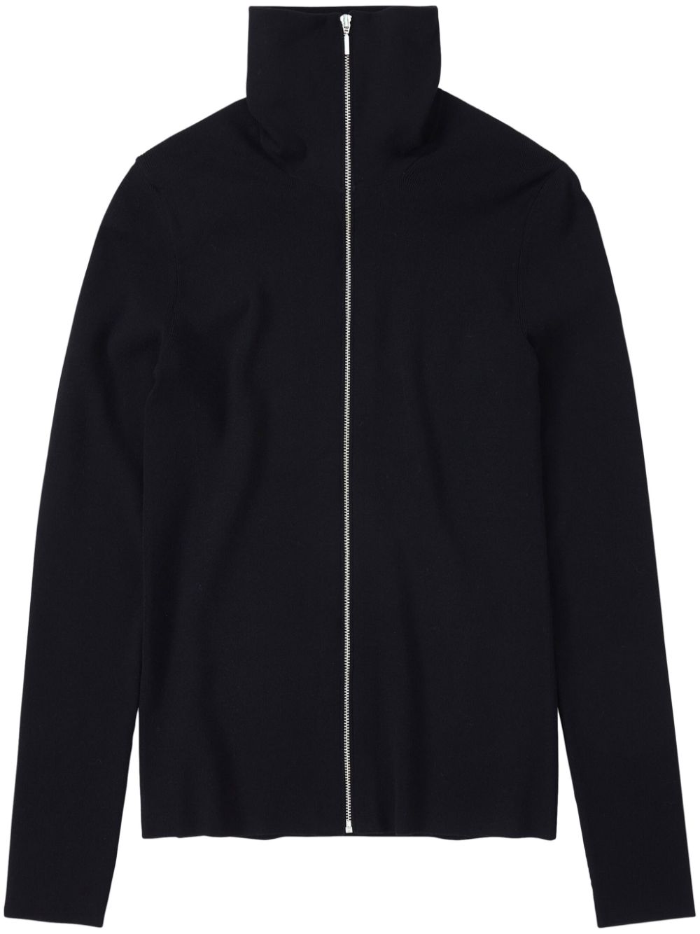 Roll-neck zipped cardigan - Black