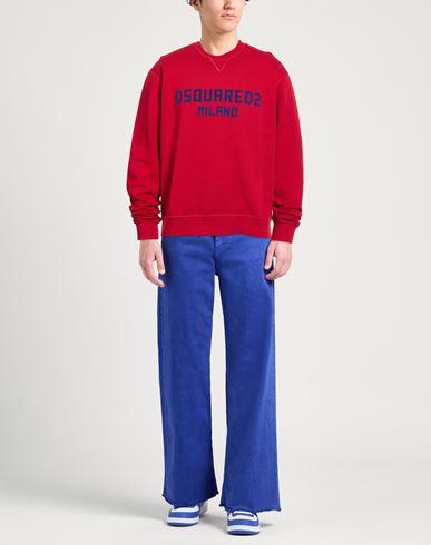 Man Sweatshirt Red Size M Cotton