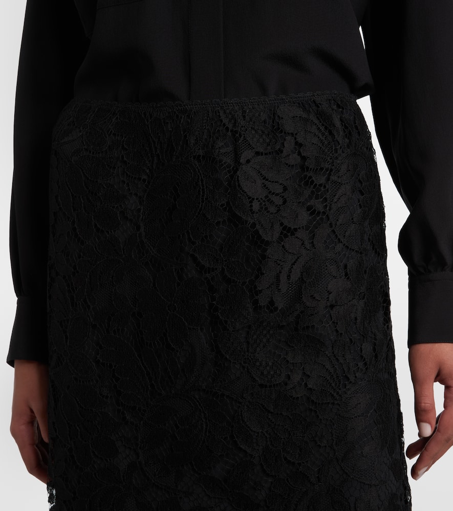 Chloé Floral cotton-blend lace midi skirt