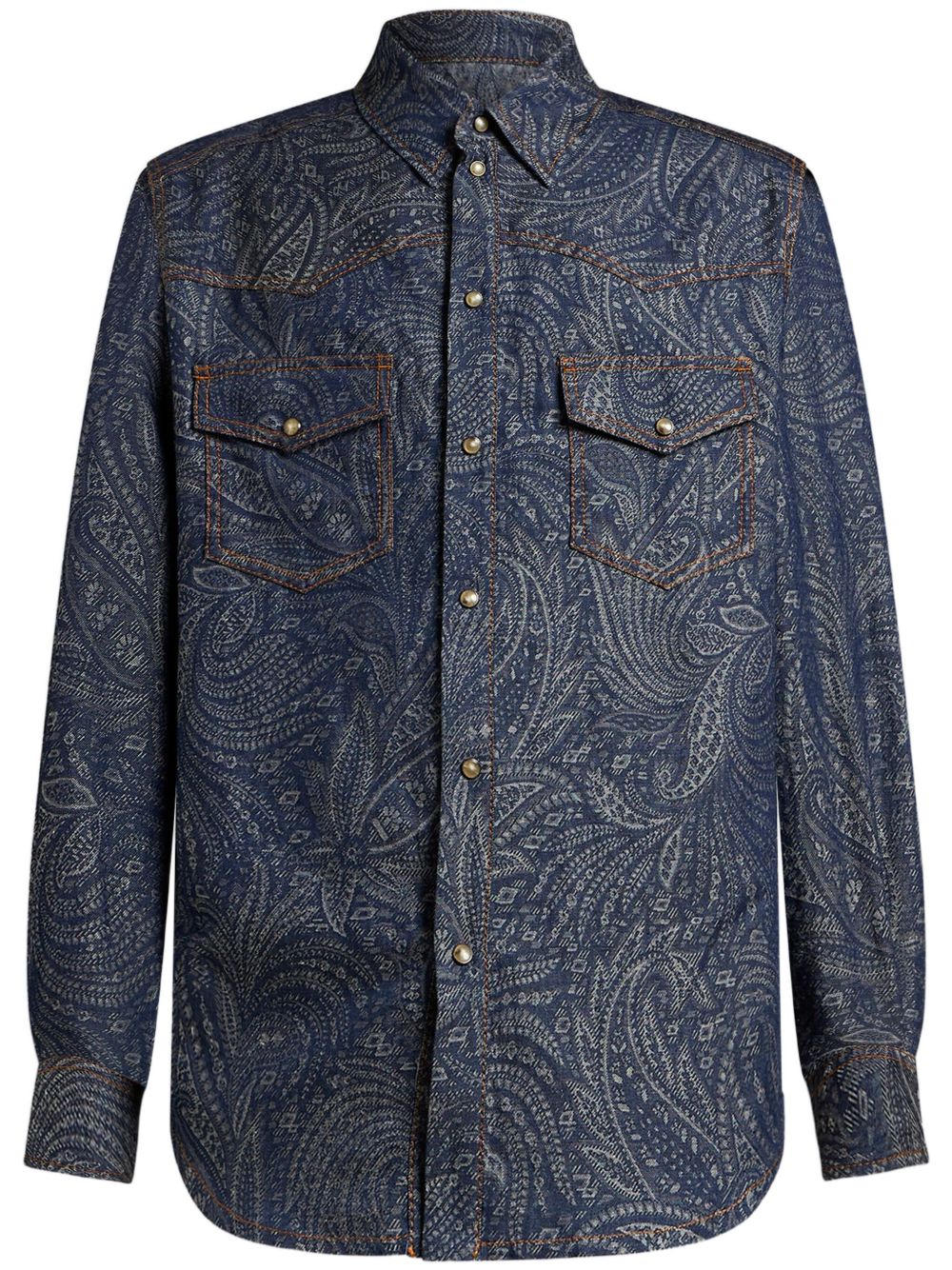Jacquard denim shirt jacket - Blue