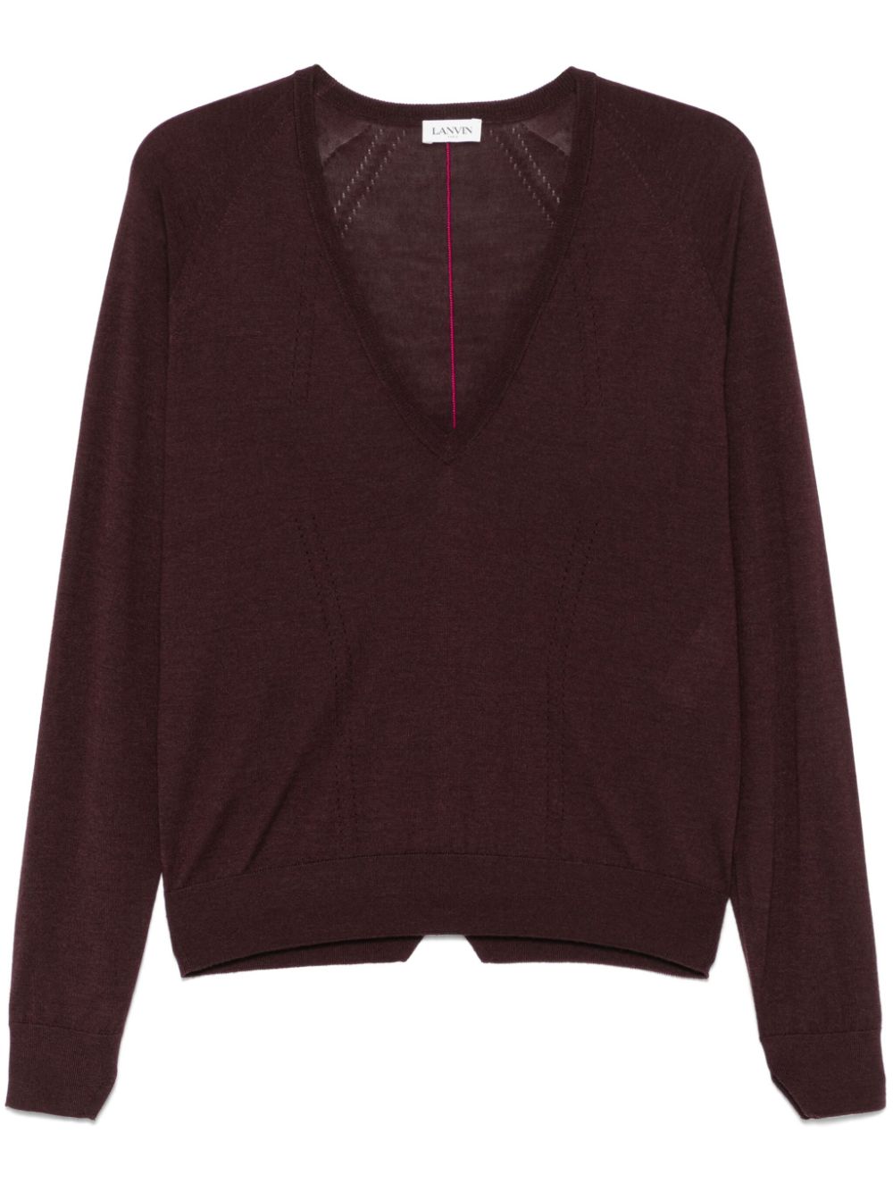 Pointelle-trim sweater - Red