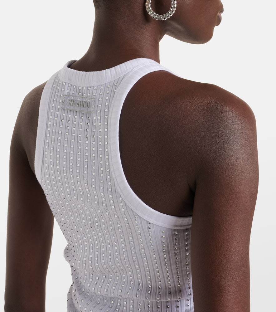 Embellished cotton jersey top