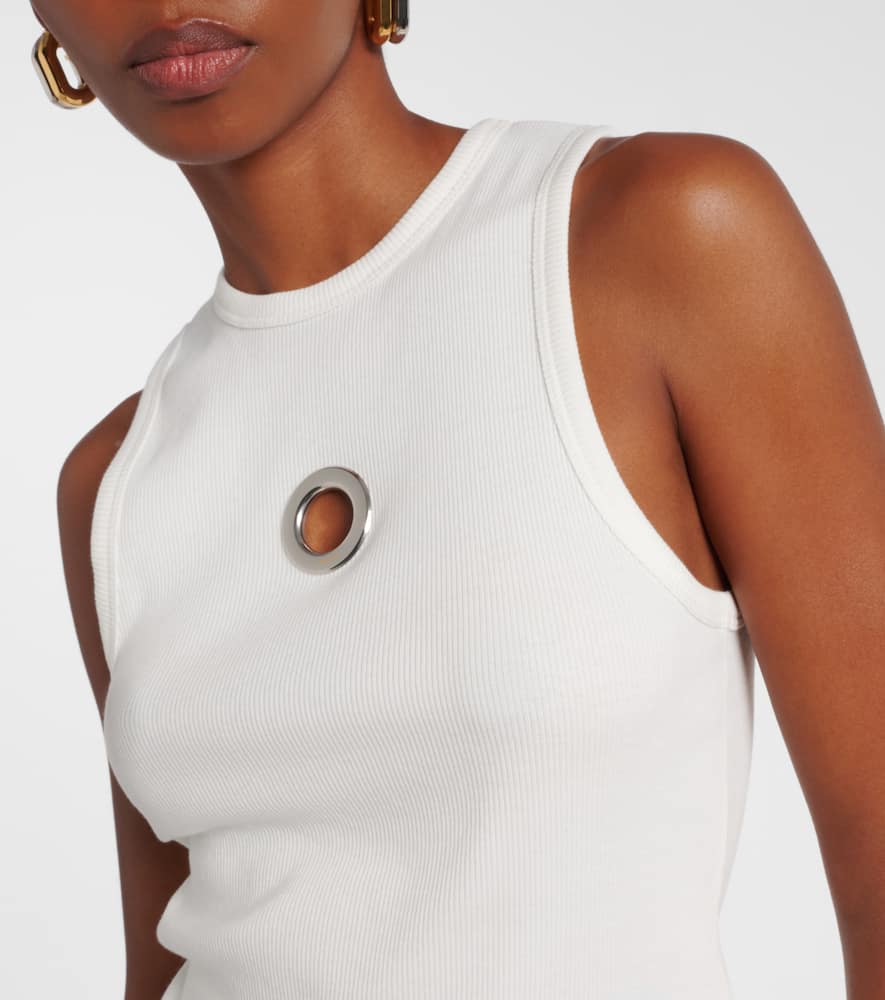 Embellished cotton-blend tank top
