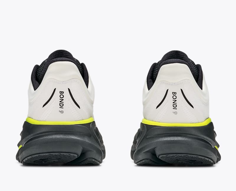 HOKA Men's Bondi 9 Shoes in White/Citrus