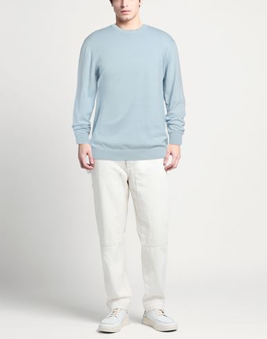 Man Sweater Sky blue Size XL Cotton